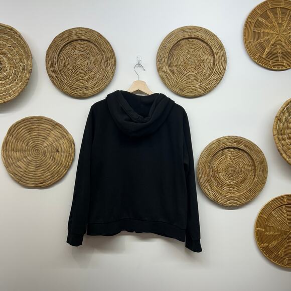 H&M Neutral Black Full Zip Up Hooded Sweatshirt Large Basic Layering - Picture 3 of 7